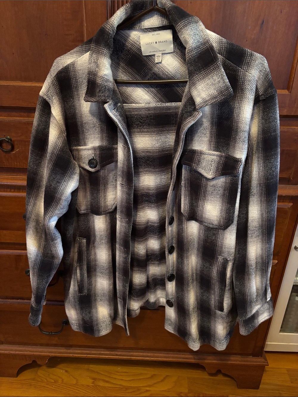 Women’s medium Lucky Brand Black and White Plaid cotton Shacket